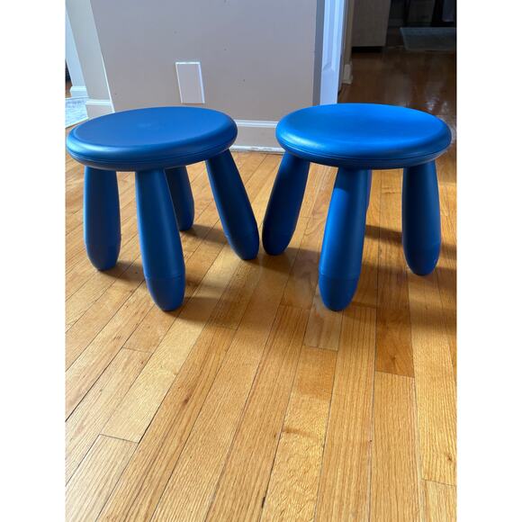 IKEA Other - Set of 2 Vintage IKEA 1990s MAMMUT Blue Four Legged Stools rare ! Fast shipping